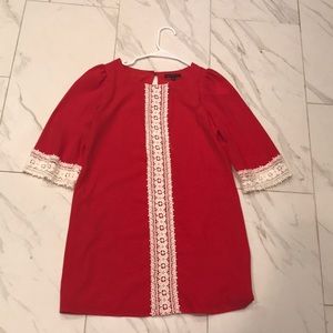 Red Sequin Hearts Girls dress with lace trim